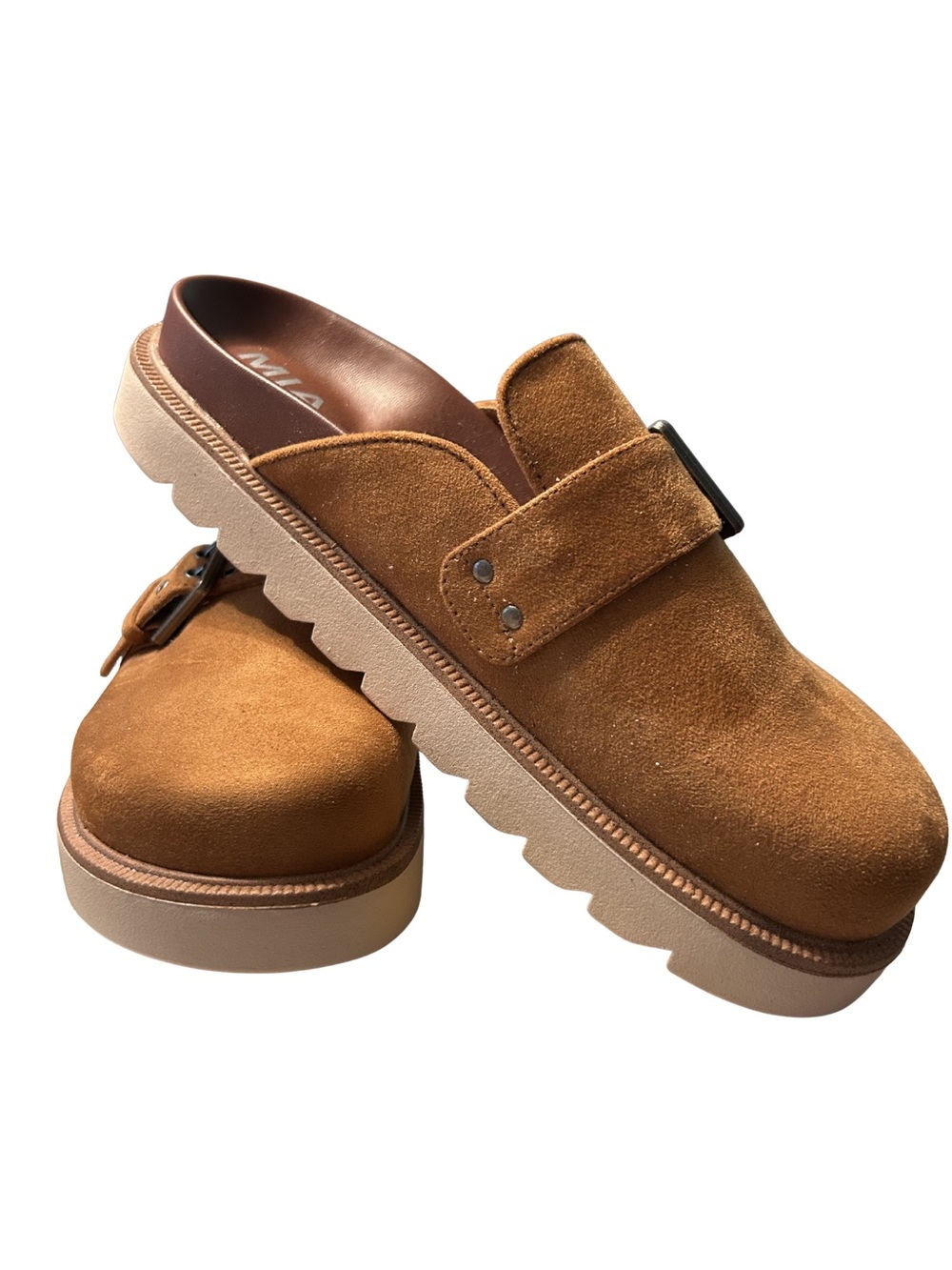 MIA Women’s Suede Slip-On Loafers in Chestnut Brown - Picture 2 of 3